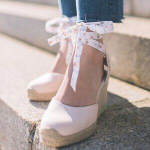 Margaux Gal Meets Glam Blush Pink Floral Strap Espadrille Women's Size 41/10
